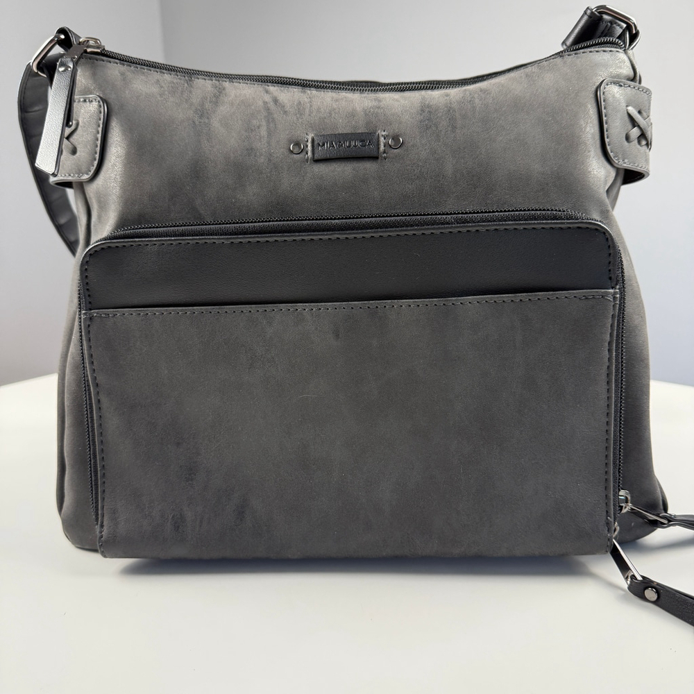 Mia & Luca Crossbody Bag Medium Vegan Leather size Gray & Black
